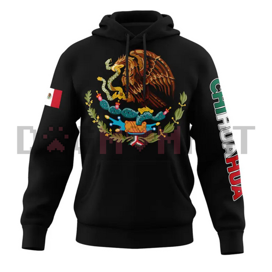 Mexico States Design Black Hoodie – Mapa de México Graphic Pullover