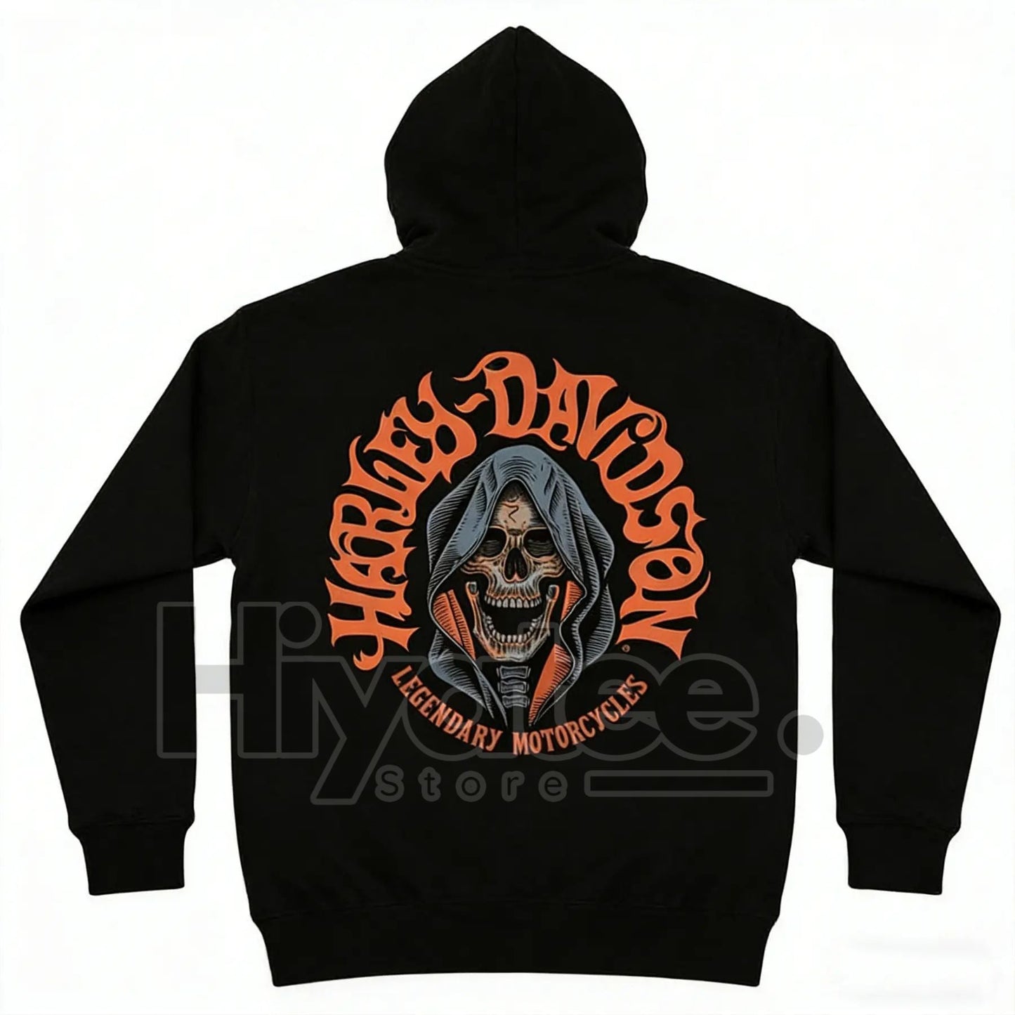 HD Legendary Motorcycles Casual Graphic Print Hoodie – Unisex 100% Cotton Menswear, Vintage Biker Style Pullover